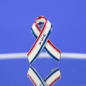 Vintage Patriotic USA Ribbon Brooch | Red White & Blue Enamel Pin | Americana